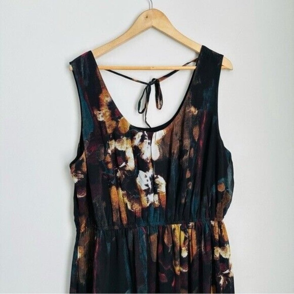 Monroe & Main Brown Orange Turquoise Skin Tie Maxi Dress Summer Cruise SZ 2X - Picture 3 of 9